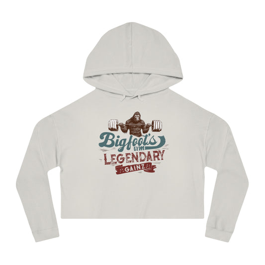 Bigfoot Gym Cropped Hoodie – "Legendary Gainer" Women’s Workout Top